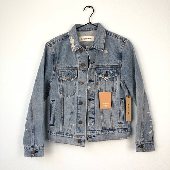 Reformation Jackets & Blazers - Reformation • Distressed Denim Jean Jacket NWT XS